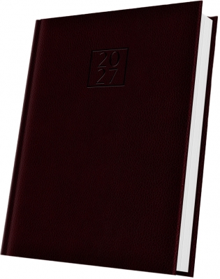 Agenda datata 2027 Herlitz DeLuxe Edolo, A5, 352 pagini, coperta din piele sintetica, culoare rosu burgundy