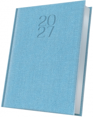 Agenda datata 2027 Herlitz Premium Deluxe Bard, A5, 352 pagini, coperta din piele sintetica, margini folio argintiu, culoare albastru deschis