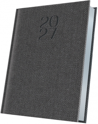 Agenda datata 2027 Herlitz Premium Deluxe Bard, A5, 352 pagini, coperta din piele sintetica, margini folio argintiu, culoare gri
