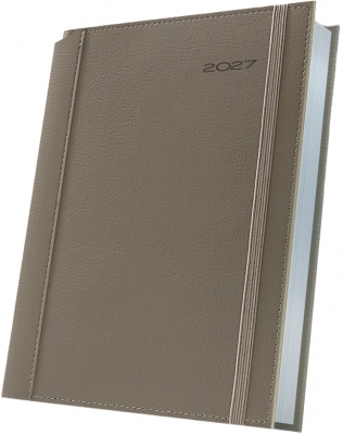 Agenda datata 2027 Herlitz Premium Deluxe Borneo, A5, 352 pagini, coperta din piele sintetica, margini folio argintiu, culoare bej