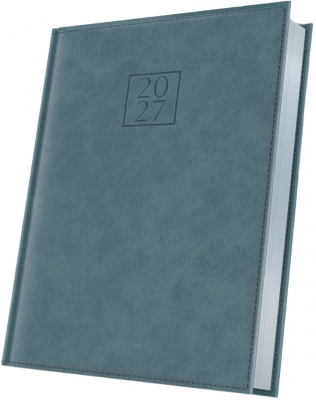 Agenda datata 2027 Herlitz Premium Deluxe Chianti, A5, 352 pagini, coperta din piele sintetica, margini folio argintiu, culoare verde cipru