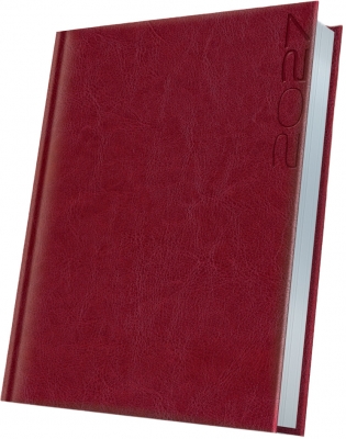 Agenda datata 2027 Herlitz Premium Deluxe Narni, A5, 352 pagini, coperta din piele sintetica, margini folio argintiu, culoare bordo