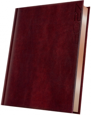 Agenda datata 2027 Herlitz Premium Deluxe Narni, A5, 352 pagini, coperta din piele sintetica, margini folio bronz, culoare maro