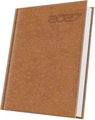 Agenda datata Herlitz Premium Deluxe Arno, 2027, A5, 352 pagini, coperta din piele sintetica, culoare maro caramel