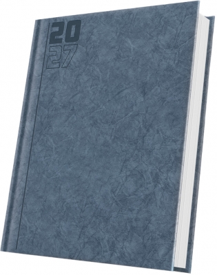 Agenda datata 2027 Herlitz Premium Deluxe Capalbio, A5, 352 pagini, coperta din piele sintetica, culoare albastru denim