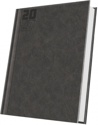 Agenda datata 2027 Herlitz Premium Deluxe Capalbio, A5, 352 pagini, coperta din piele sintetica, culoare gri antracit