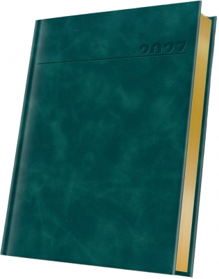 Agenda datata 2027 Herlitz Premium Deluxe Chia, A5, 352 pagini, coperta din piele sintetica, margini folio auriu, culoare verde