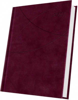 Agenda datata Premium Deluxe Favignana 2027 Herlitz, A5, 352 pagini, coperta din piele sintetica, culoare rosu burgundy