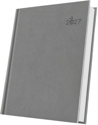Agenda datata Herlitz Premium Deluxe Gargano, 2027, A5, 352 pagini, coperta din piele sintetica, culoare gri