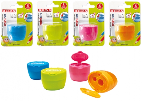 Ascutitoare model minion, 2 orificii plastic, blister, Arda