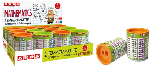 Ascutitoare model Lattina, Mathematics, 2 orificii, plastic, 12 buc/display, Arda
