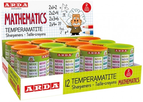 Ascutitoare model Lattina, Mathematics, 2 orificii, plastic, 12 buc/display, Arda