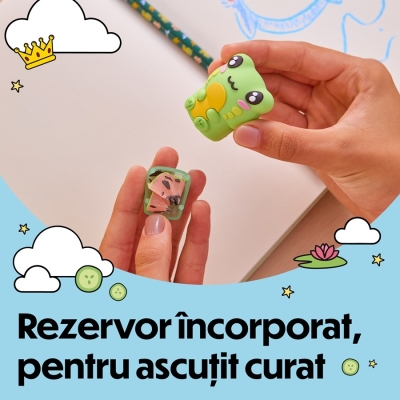 Ascutitoare BIC Vibbies, cu figurina animalut si rezervor, 1 orificiu, diverse culori