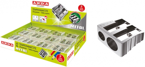 Ascutitoare metal, 2 orificii, 12 buc/display, Arda