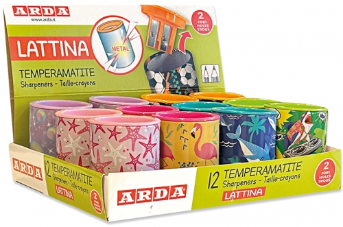 Ascutitoare model Lattina, 2 orificii, plastic, 12 buc/display, Arda