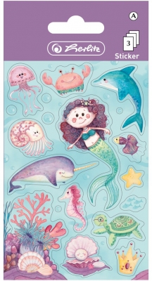 Autocolante motiv Mermaid, 3 buc/set, Herlitz