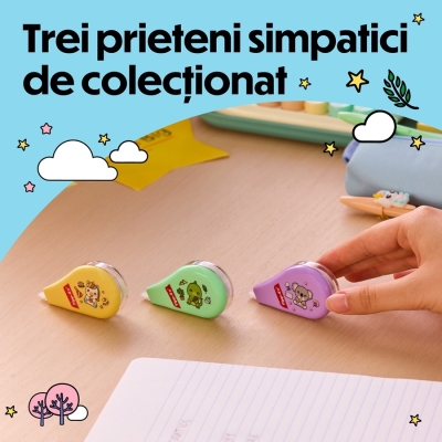 Banda corectoare Tipp-Ex Vibbies Mini Pocket Mouse, 5 mm x 6 m, diverse culori