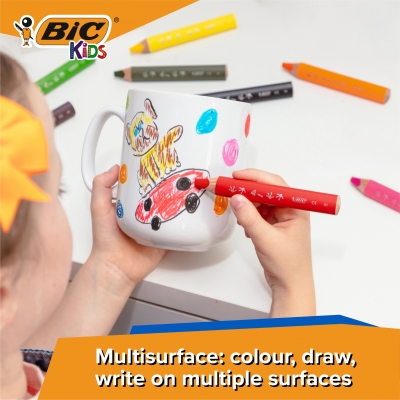 Creioane colorate JUMBO Multisurface 10 buc/set + ascutitoare
