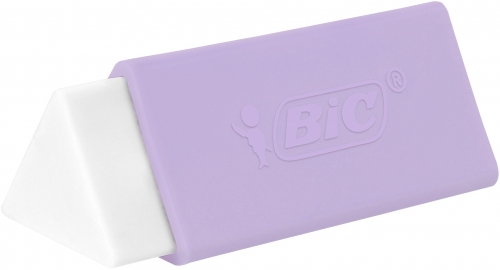 Radiera triunghiulara BIC, manson din plastic, blister, diverse culori