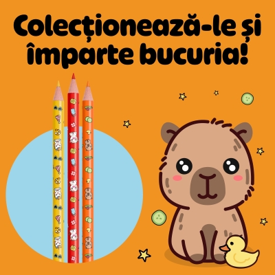 Creioane colorate BIC Vibbies, decorate cu animalute amuzante, 12 buc/set