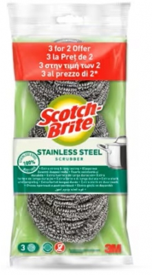 Burete vase inox Scotch-Brite, pentru curatenie, 2+1 buc/set