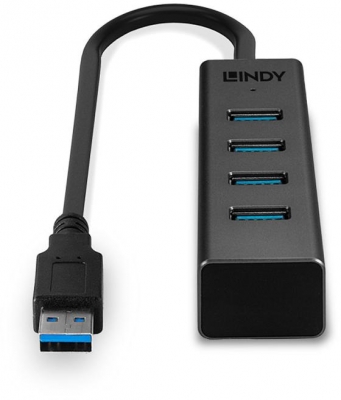 Hub USB Lindy LY-43324, 4 Port, USB 3.0, negru