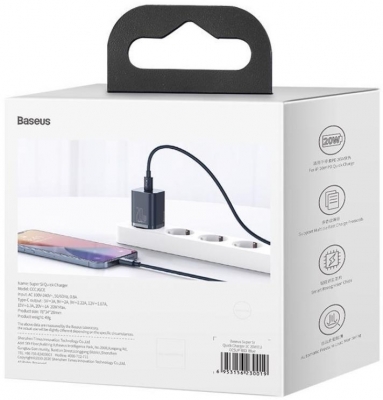 Incarcator retea Baseus Super Si, Quick Charge 20W, 1 x USB Type-C 5V/3A, albastru