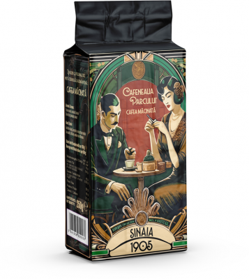 Pachet cafea macinata, Cafeneaua Parcului, Sinaia 1905, 250g + cadou sirop 50ml, caramel, 5 To Go