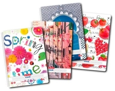 Caiet cu spira A5, 100 file, patratele, Enjoy Life, diverse modele, Herlitz