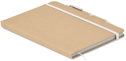 Caiet A5, din carton reciclat, 80 coli, reciclate, cu pix