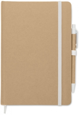 Caiet A5, din carton reciclat, 80 coli, reciclate, cu pix