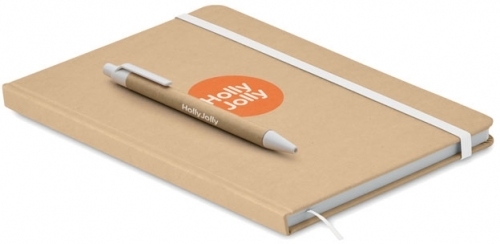 Caiet A5, din carton reciclat, 80 coli, reciclate, cu pix