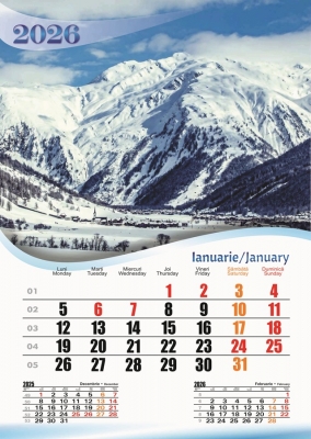 Calendar perete, A3, Peisaje, 12 coli, 2026