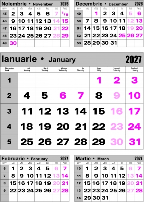 Calendar perete, A3, triptic, 2027