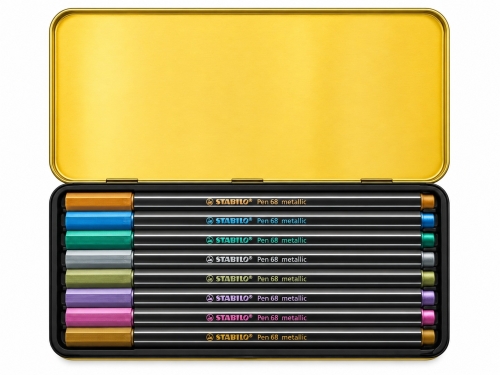 Carioci Stabilo Pen 68 K-Pop Demon Hunters, 1 mm, 8 culori, cutie metalica