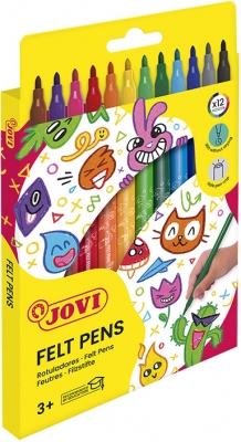 Carioci lavabile, 12 buc/set, culori asortate, Jovi