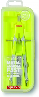 Compas cu deschidere rapida si micrometrica, butoate, kit de 3 buc fluo, cutie, Arda