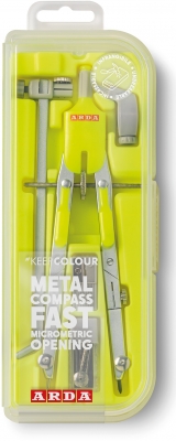 Compas cu deschidere rapida, micrometrica, butoane, fluo, cutie compacta, 5 buc, Arda