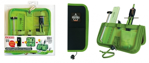 Compas cu reglare rapida, buton, in etui textil vertical, 6 buc, Arda