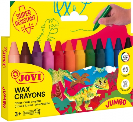 Creioane cerate Jumbo, culori asortate, 12 buc/set, Jovi