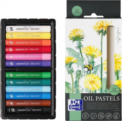Creioane cerate Oil Pastels, set 12 culori, colectia Oxford Artistic
