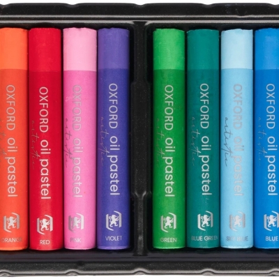 Creioane cerate Oil Pastels, set 12 culori, colectia Oxford Artistic