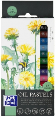 Creioane cerate Oil Pastels, set 12 culori, colectia Oxford Artistic