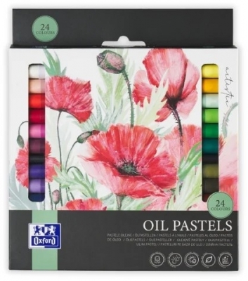 Creioane cerate Oil Pastels, set 24 culori, colectia Oxford Artistic