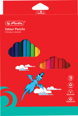Creioane colorate, mina 3mm, set 18 culori, in tavita plastic, Herlitz