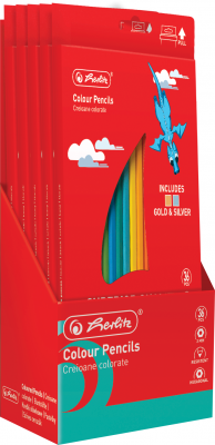 Creioane colorate, mina 3mm, set 24 culori, plus ascutitoare, Herlitz
