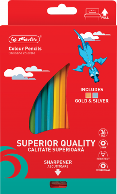 Creioane colorate, mina 3mm, set 24 culori, plus ascutitoare, Herlitz