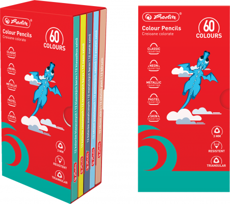 Creioane colorate, mina 3mm, set 60 culori, Herlitz