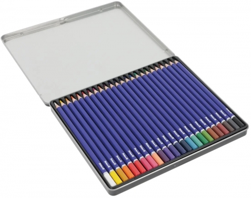 Creioane colorate hexagonale Premium, mina 3.3 mm, set 24 culori, in cutie metalica, Pelikan