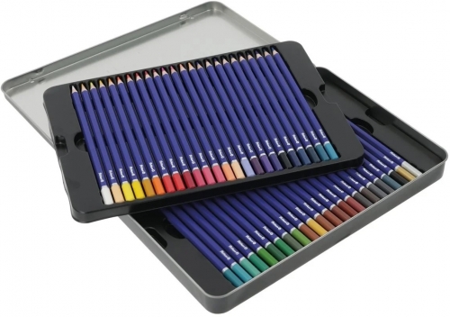 Creioane colorate hexagonale Premium, mina 3.3 mm, set 48 culori, in cutie metalica, Pelikan
